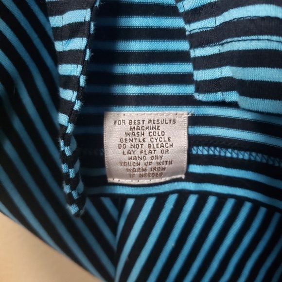 Peter Millar Striped 100% Cotton Turquoise/Black Golf Polo-Size L - Picture 3 of 5